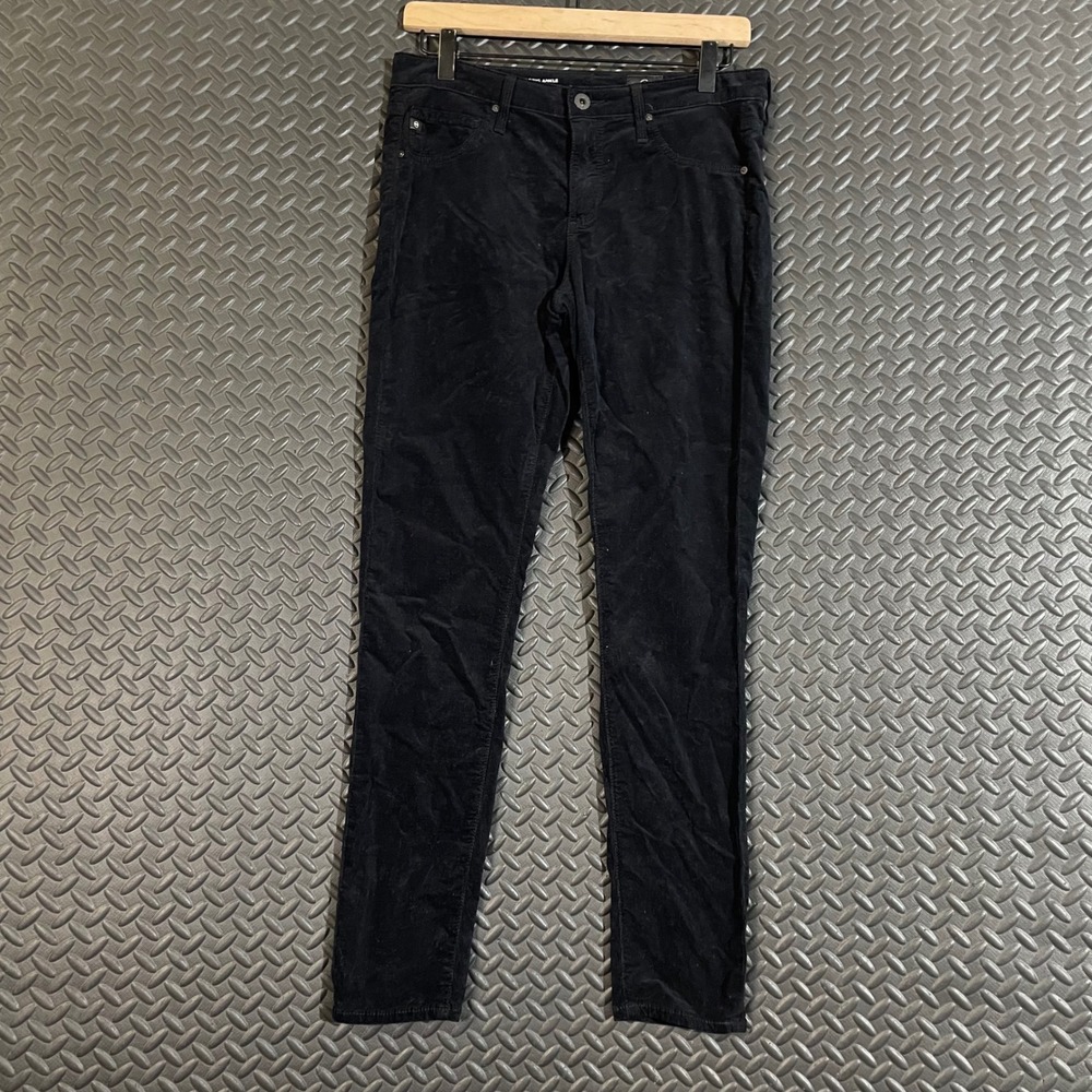 AG Adriano Golschmied Legging Super Skinny Ankle Black Corduroy Pants 28R‎